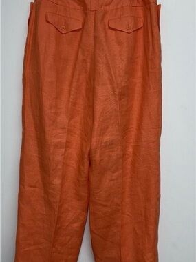 Talbots Irish Linen Cropped Pants Womens Size 12 Orange Lined Coastal Career